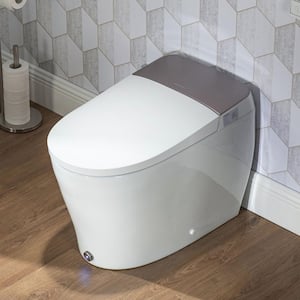 Elongated Electric Bidet Toilet 1.28 GPF in White with Auto Open/Close, Deodorizing, Dryer, Foot Kick Operation