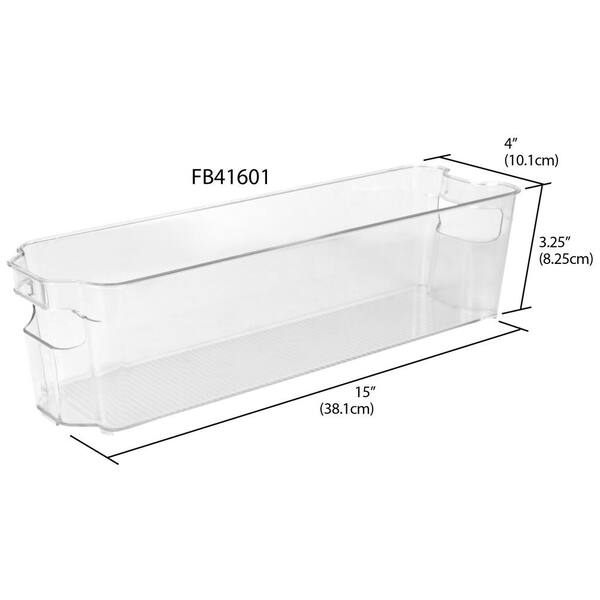 Home Basics Small Plastic Fridge Bin with Handle, Clear