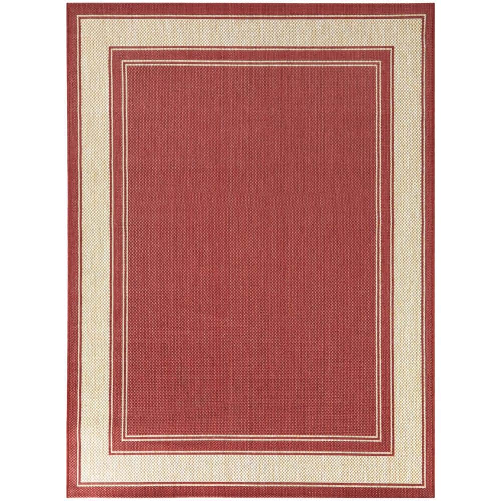 Hampton Bay Cooper Red 8 ft. x 10 ft. Border Indoor/Outdoor Area Rug