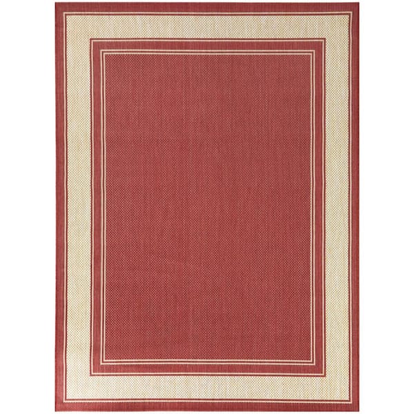 Cooper Red 8 ft. x 10 ft. Border Indoor/Outdoor Area Rug