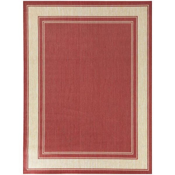 Hampton Bay Cooper Red 9 ft. x 12 ft. Border Indoor/Outdoor Area Rug