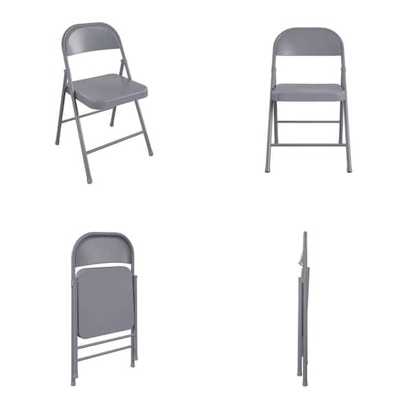 Cosco SmartFold Grey Steel Seat Folding Chair (Set of 4