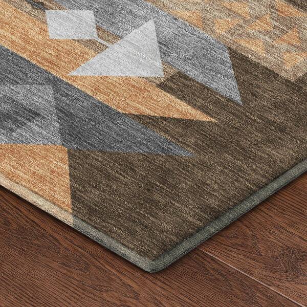 Mayfield Premium Machine Washable Abstract AMF2499 Chocolate 10 ft. x 14 ft. Area Rug