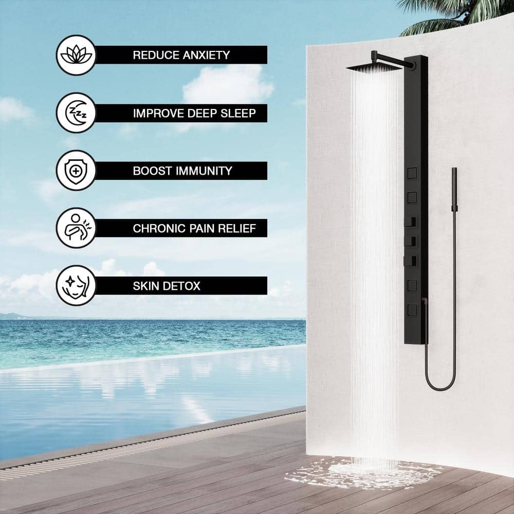Matte Black 58" Shower Panel with Handheld and Jets