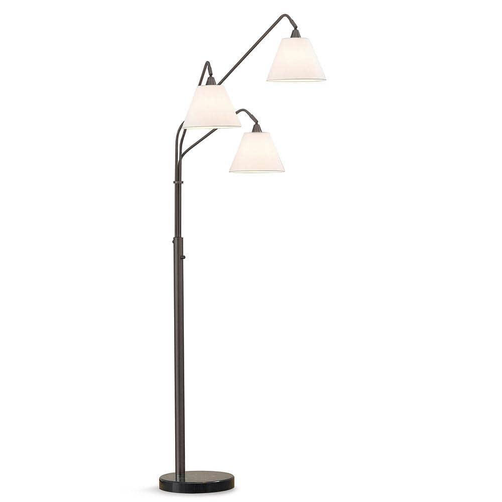 Midtown 84 in. 3-Light Dark Bronze Arch Floor Lamp with White Shades price history on PriceWatchPro