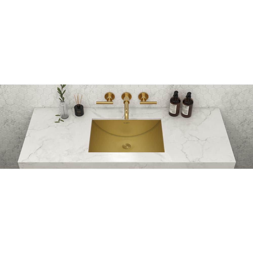 Gold Stainless Steel Rectangular Undermount Bathroom Sink