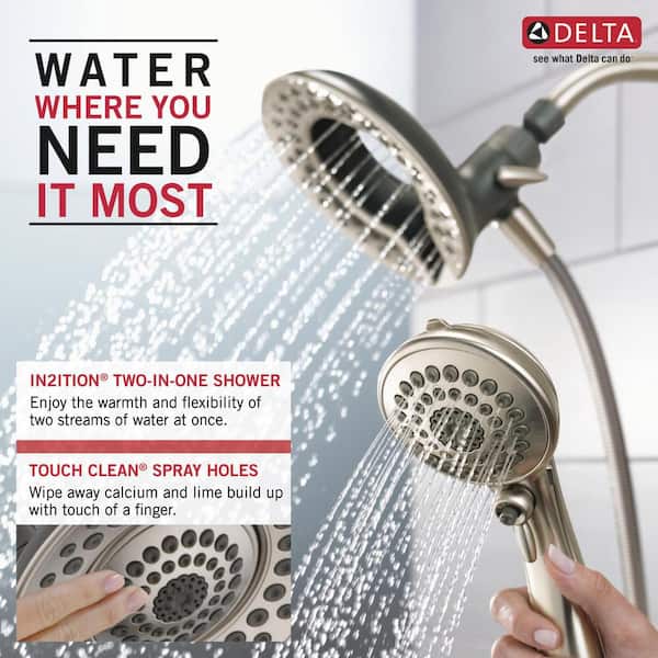 Delta 5-Spray 2-in-1 Hand Shower Shower Head Combo Kit Brushed Nickel Flexible