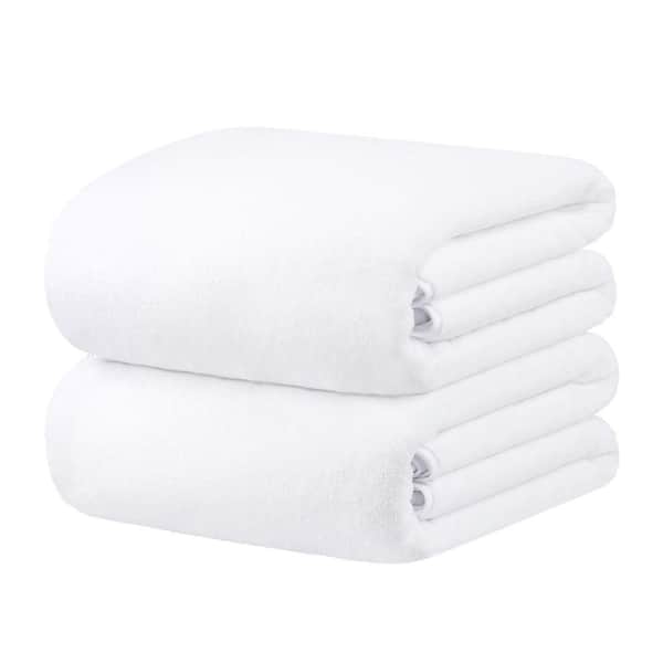 White 40 in. x 80 in. Microfiber Bath Sheet (Set of 2)