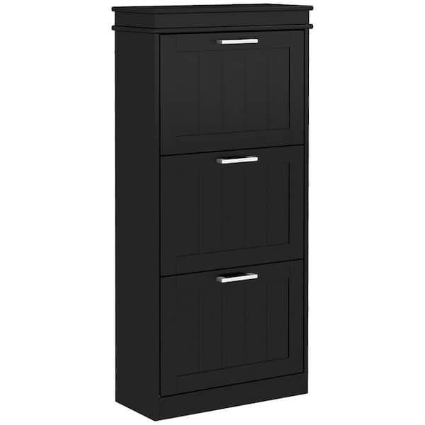 HOMCOM Shoe Storage Cabinet for Entryway, Narrow Shoe Rack Storage Organizer with 3-Flip Drawers and Adjustable Shelves