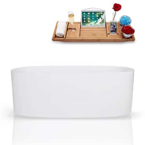 63 in. Solid Surface Resin Flatbottom Non-Whirpool Bathtub in Glossy White
