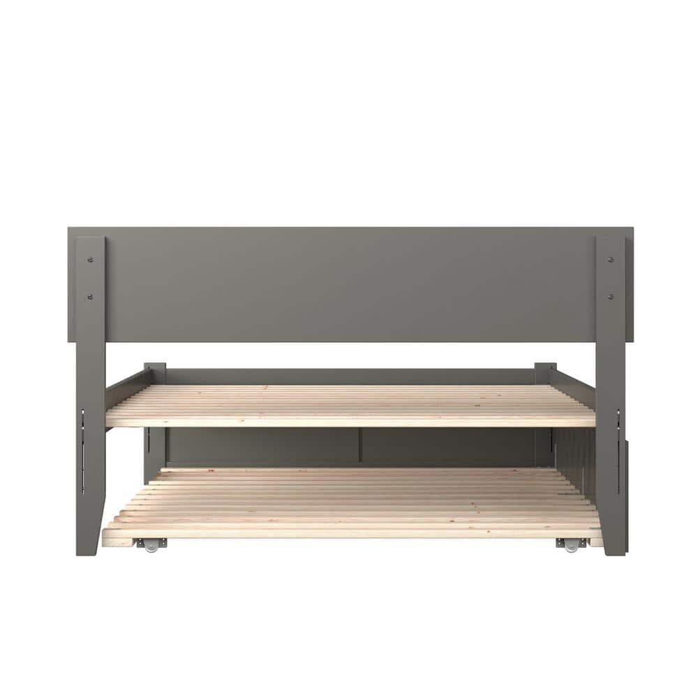 Orlando Gray Full Platform Bed with Trundle and Slats