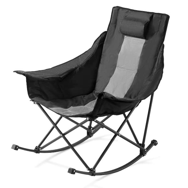 Rocking Camping Chair, Fully Padded Camp Chairs for Outdoor Patio Backyard Porch Garden, Portable Folding Rocker