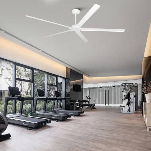 72 in. Indoor/Outdoor Modern Matte White Aluminum Standard Ceiling Fan with Remote Control Included