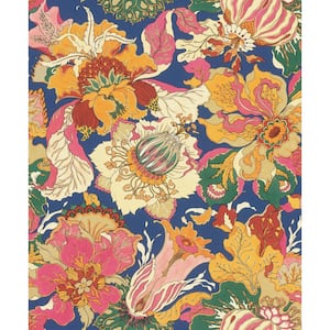Odisha Orange Jacobean Floral Wallpaper Sample
