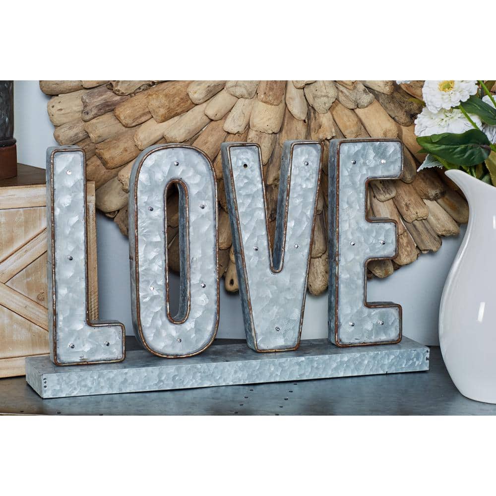Litton Lane Grey Metal Farmhouse Decorative Sign 22668 - The Home Depot