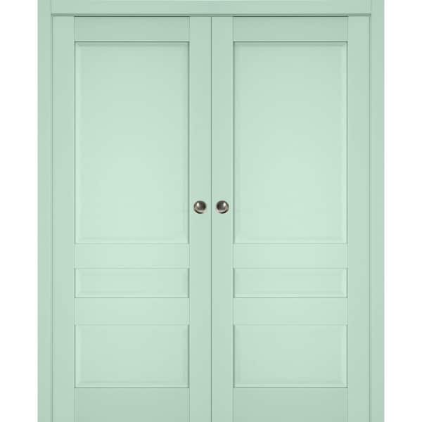 Sartodoors 48 in. x 96 in. 2 Panel Oliva Finished Solid Wood Sliding Door with Hardware