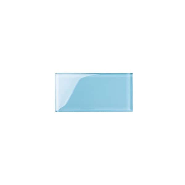 Giorbello Light Blue Glass Subway 3 in. x 6 in. x 8mm Tile Sample