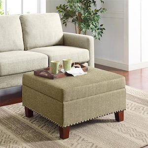 Kimball Beige Storage Ottoman with Nailheads