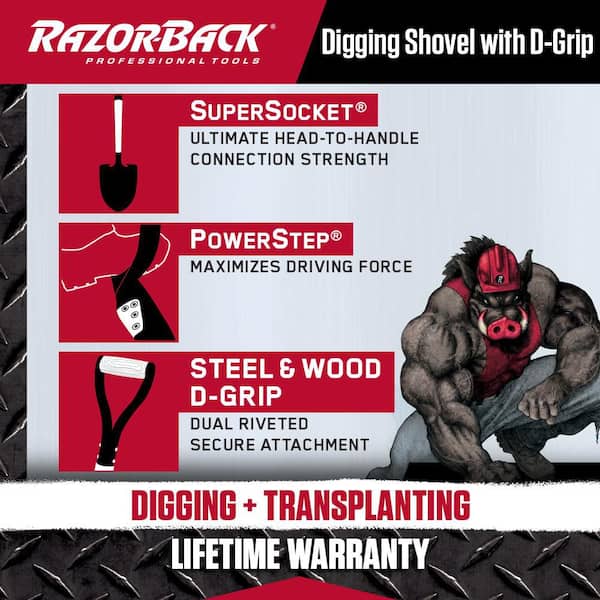 Razor-Back 25.75 in. Wood Handle Super Socket Digging Shovel