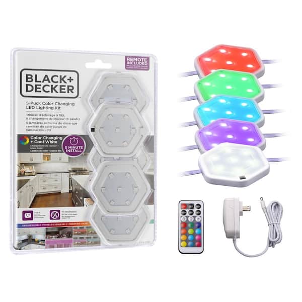 BLACK+DECKER LED Puck Light Kit, RGB Color Changing, (5-Pack)