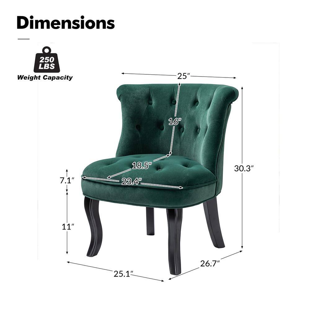 Pine Green Velvet Barrel Accent Chair Set with Manufactured Wood Legs