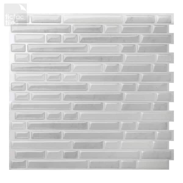 Tic Tac Tiles Como White 10 in. W x 10 in. H Peel and Stick Self-Adhesive Decorative Mosaic Wall Tile Backsplash (10-Tiles)