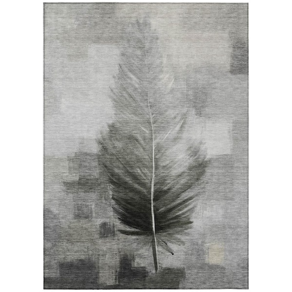 Chantille Machine Washable Indoor/Outdoor Abstract ACN2745 Pewter 9 ft. x 12 ft. Area Rug