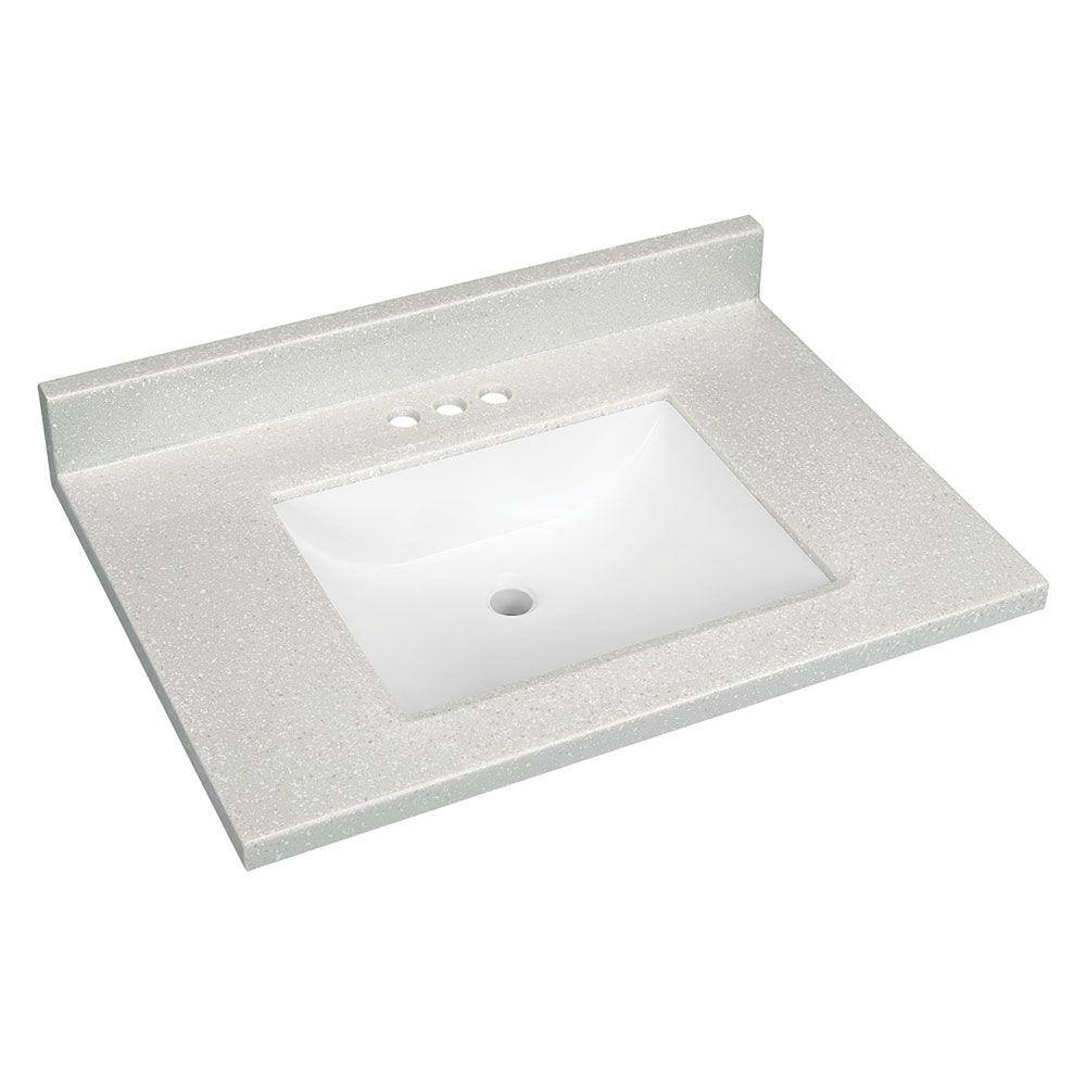 Glacier Bay 31 in. W Solid Surface Technology Vanity Top in Silver