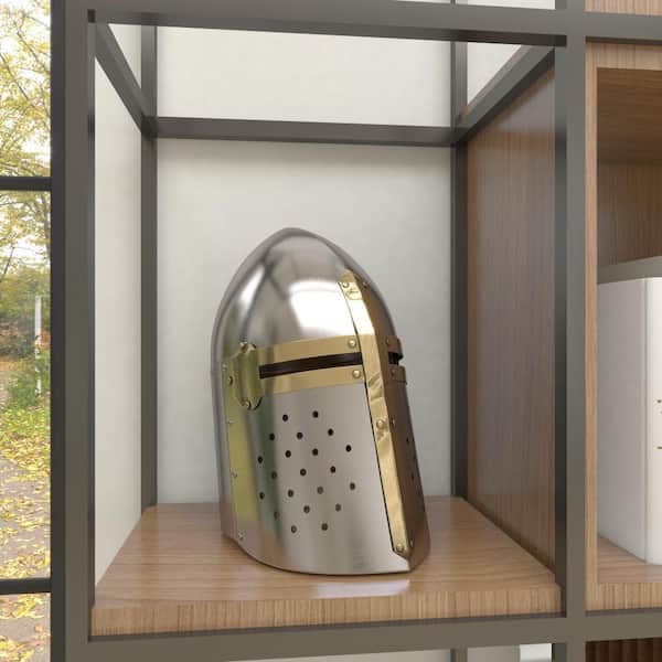 Silver Metal Replica Medieval Knight Crusader Helmet