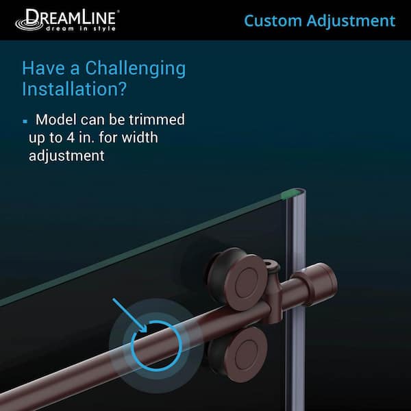 DreamLine - Enigma-XO 68-72 in. W x 76 in. H Fully Frameless Sliding Shower Door in Oil Rubbed Bronze