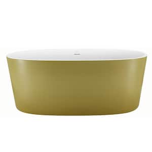 63 in. Acrylic Double-Ended Freestanding Flatbottom Soaking Non-Whirlpool Bathtub in Gold