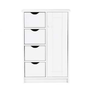 21.70 in. W x 11.90 in. D x 32.30 in. H White Linen Cabinet with 4 Drawers and 1 Door