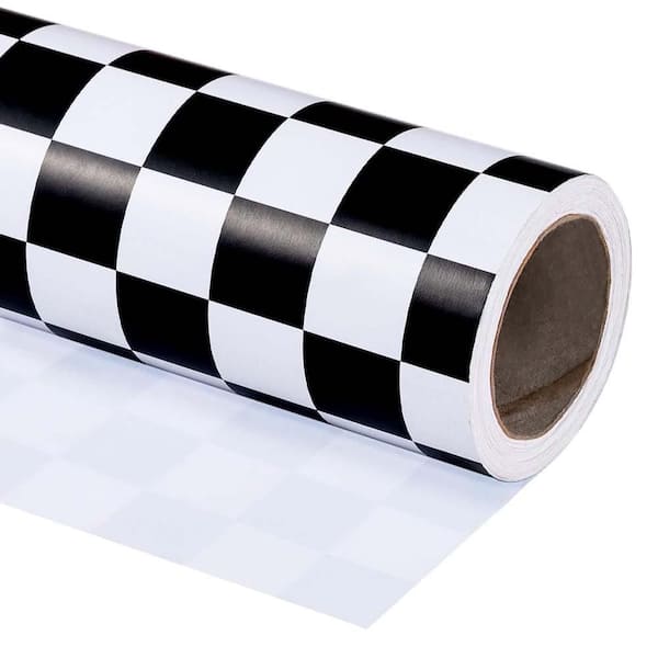 Race Car Checkered Flag Wrapping Paper Roll 17 in. x 33 ft. for Kids Birthday Baby Shower
