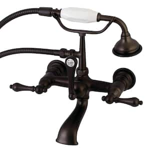 Vintage 7 in. Center 3-Handle Claw Foot Tub Faucet with Handshower in Oil Rubbed Bronze