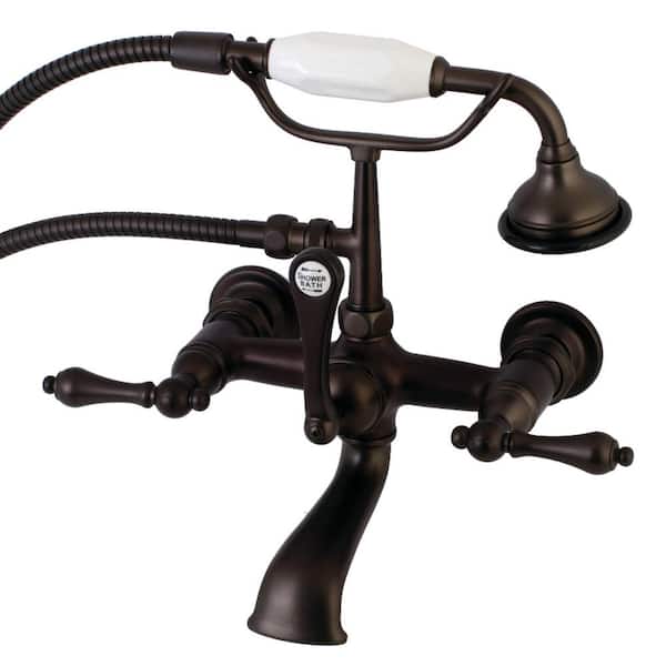Kingston Brass Vintage 7 in. Center 3-Handle Claw Foot Tub Faucet with Handshower in Oil Rubbed Bronze