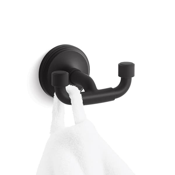 Paces Wall Mounted J-Hook Robe Hook in Matte Black