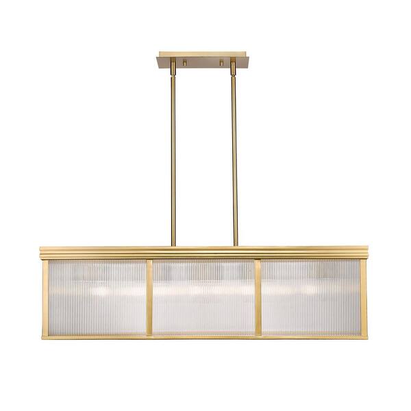 Unbranded Carnaby 42.25 in. 10-Light Modern Gold Linear Chandelier with Clear Ribbed Glass Shades