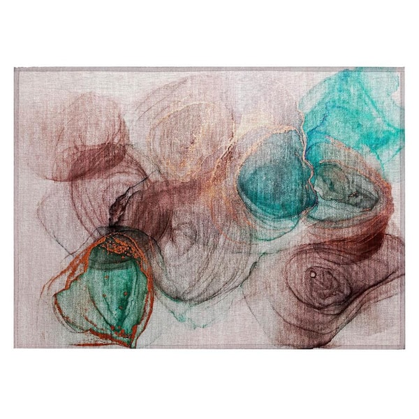 Burgundy 2 ft. x 3 ft. Abstract Indoor/Outdoor Area Rug