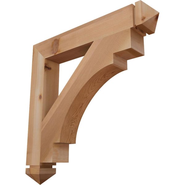 Ekena Millwork 3.5 in. x 28 in. x 28 in. Western Red Cedar Merced Arts and Crafts Smooth Bracket