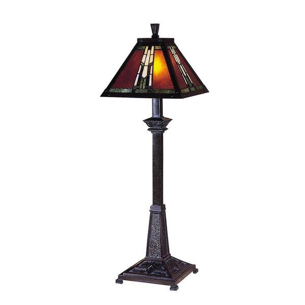 Dale Tiffany 30 in. Amber Monarch Mica Bronze Buffet Table Lamp