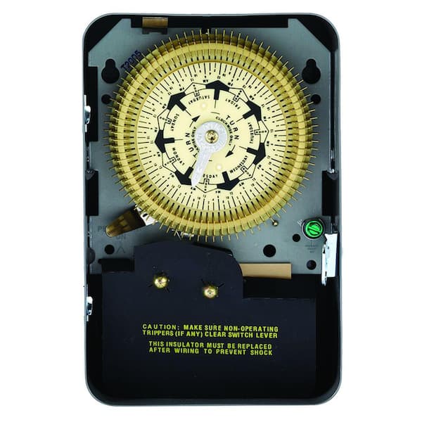 T2000 Series 20 Amp 7-Day Compact Mechanical Time Switch with Indoor Enclosure - Gray