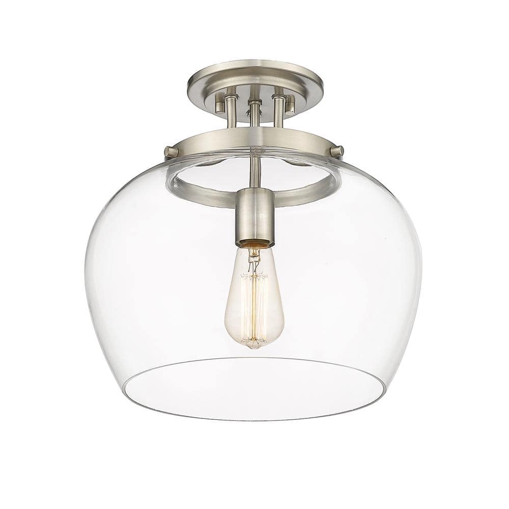 Joliet 13" Brushed Nickel Semi-Flush Mount with Bordeaux Glass Shade