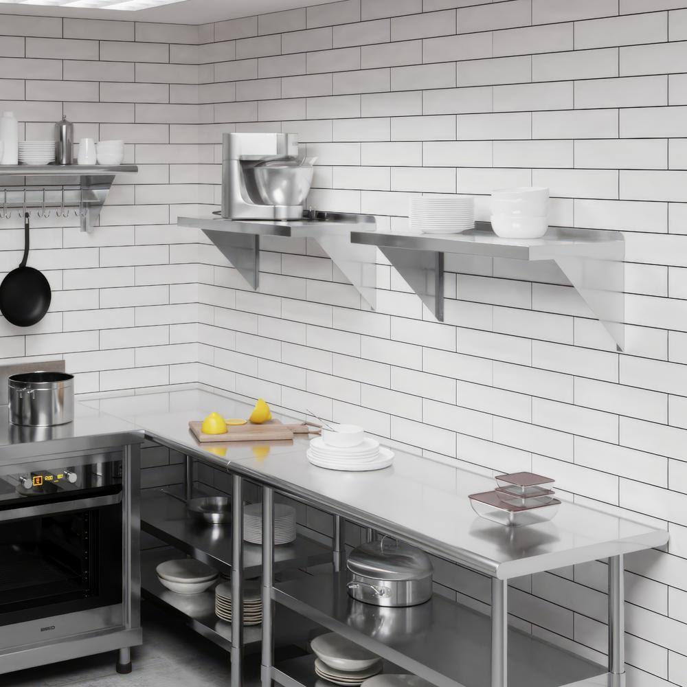 30" Stainless Steel Floating Wall Shelf with Brackets
