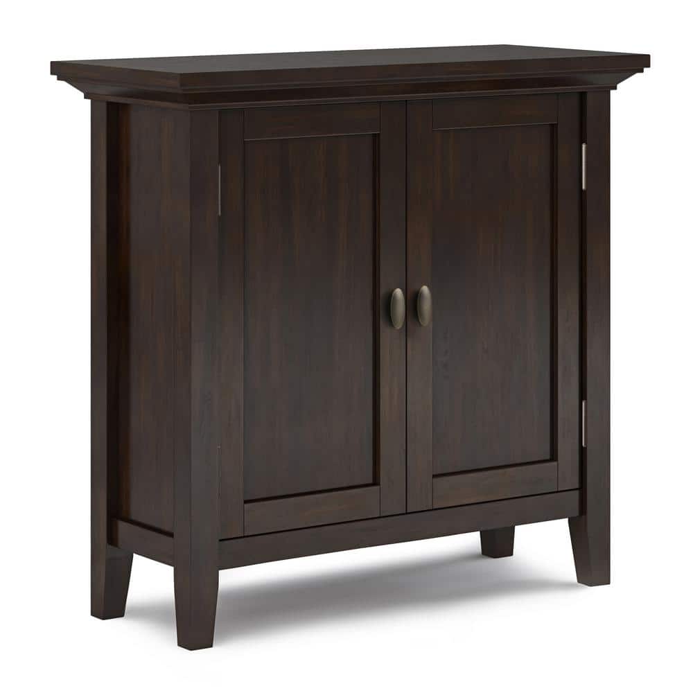 Brunette Brown Solid Wood Office Storage Cabinet with Adjustable Shelving