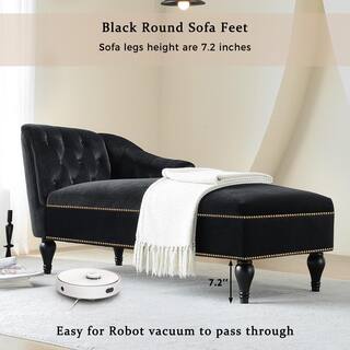 FantasDecor Fodera Per Chaise Longue In Velluto Morbidissimo, Elasticizzata, Lavabile, Colore Nero