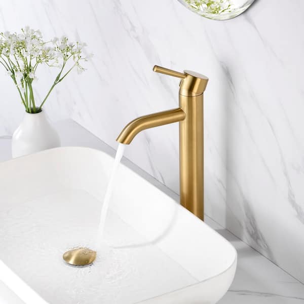 LUXIER Single Hole Single Handle Bathroom Vessel Sink Faucet with Drain in  Brushed Gold BSH03-TG - The Home Depot