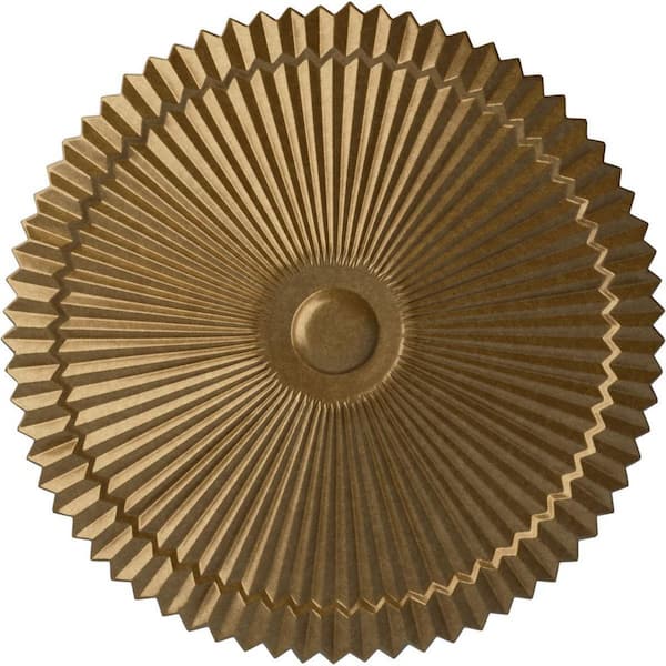 Ekena Millwork 24 in. x 3 in. Shakuras Urethane Ceiling Medallion (Fits Canopies upto 5 in.), Pale Gold