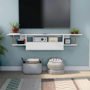 Lamonte White Floating TV Stand Fits TV's up to 70 in.