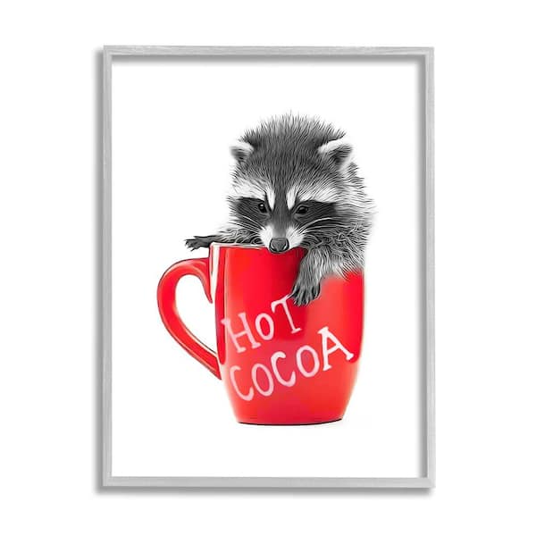 Stupell Industries Raccoon in Cocoa Mug by Annalisa Latella 1-Piece Framed Graphic Print Animal Poster Art Print 20 in. x 16 in.
