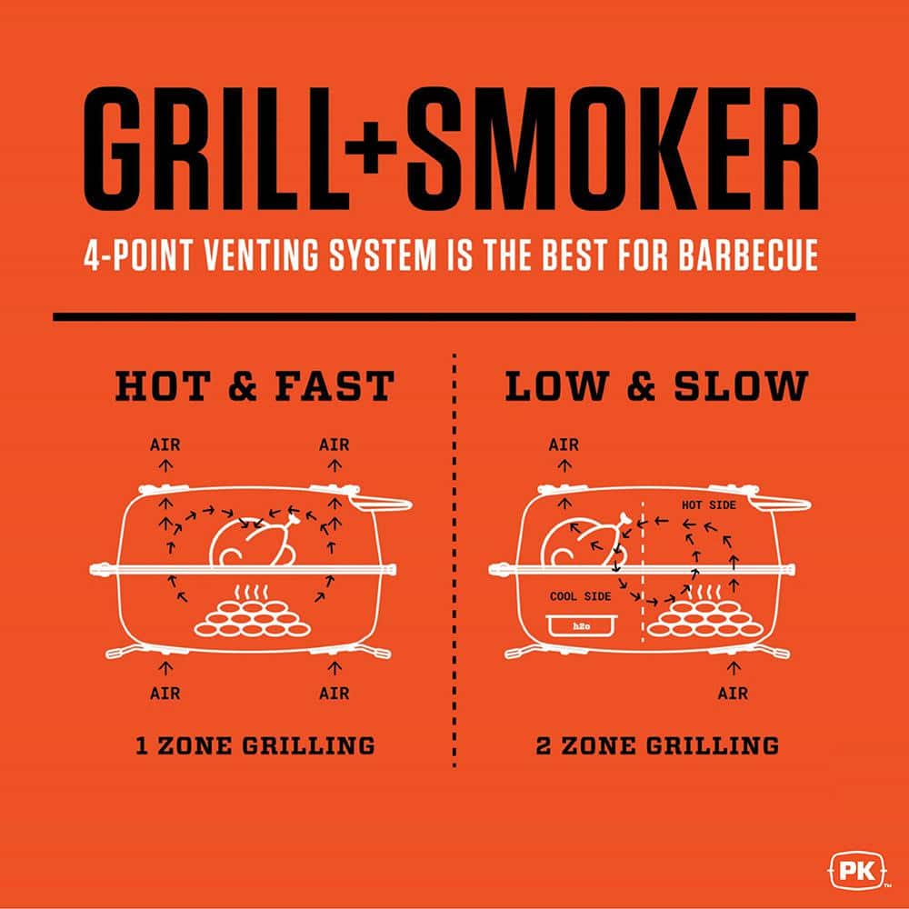 PKGO Silver Charcoal Grill and Smoker with Porcelain Coated Cast Iron Grates